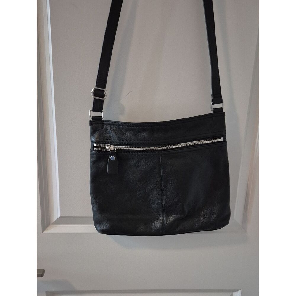 Margot Anthropologie Black Leather Slim Crossbody Bag